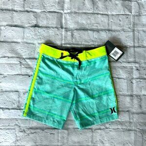Hurley swim shorts neon yellow and teal NWT